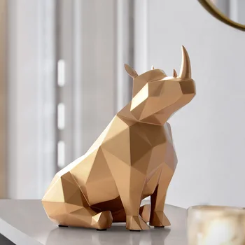 

Figurine animal European Creative resin gifts statue tabletop decor for office home decorations rhinoceros Statue Desk ornaments