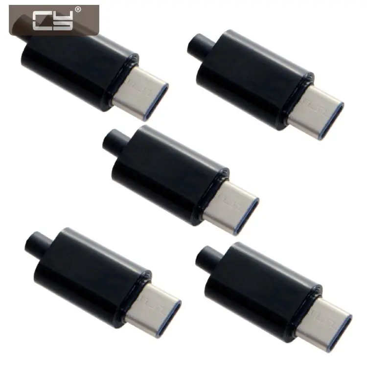 

CY 5pcs DIY 24 Pin USB 3.1 Type C USB-C Male Plug Connector SMT Type with Black Housing Cover