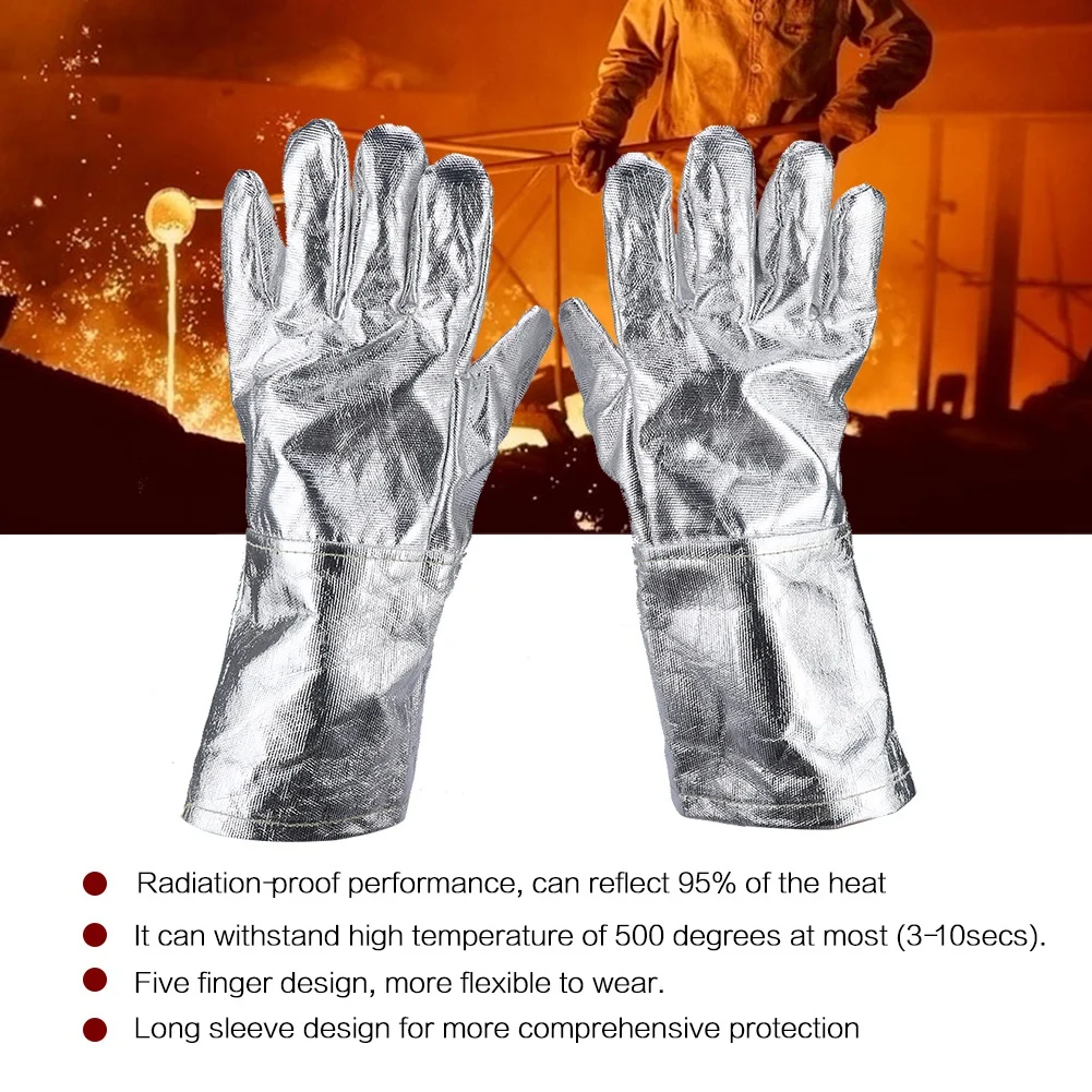 

Radiation-proof Long Safety Work Heat Resistant Gloves Aluminized Fire Smelting Welding Glove