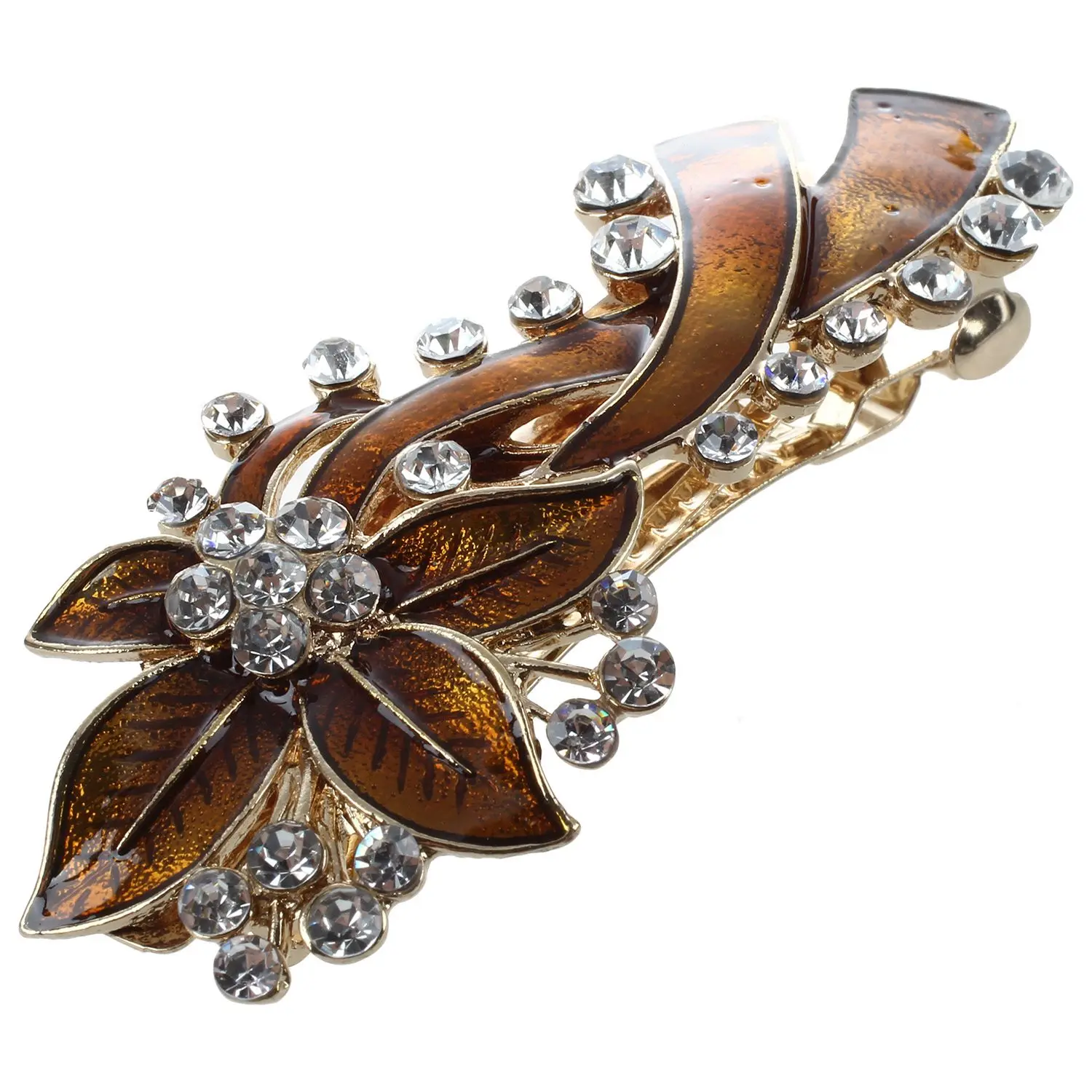 HTHL Gold Tone French Clip Leaf Design Hair Clip Barrettein Hair Clips
