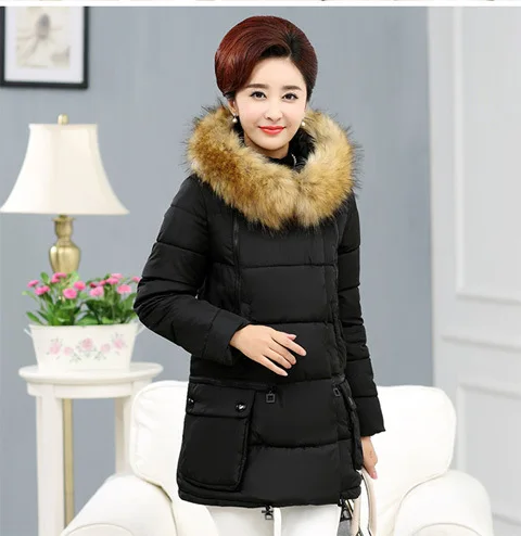 Coton Capuchon Automne Porter D'hiver Moyen red Mère Vêtements Femmes Black gray Et Nouvelles Long D'âge Veste De Mètres À 0n0FrAZ
