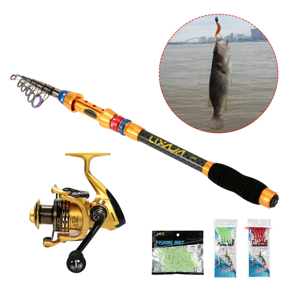 

Lixada Portable Lure Rod Set Spinning Rod and Fishing Reel Combos Full Kit Telescopic Fishing Set Rod Pole with Reel Line Lures