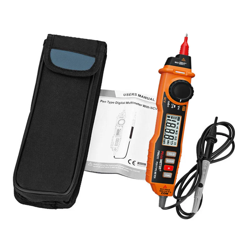 PEAKMETER MS8211 Цифровой мультиметр 2000 отсчетов Ручка Тип с бесконтактным ACV/DCV