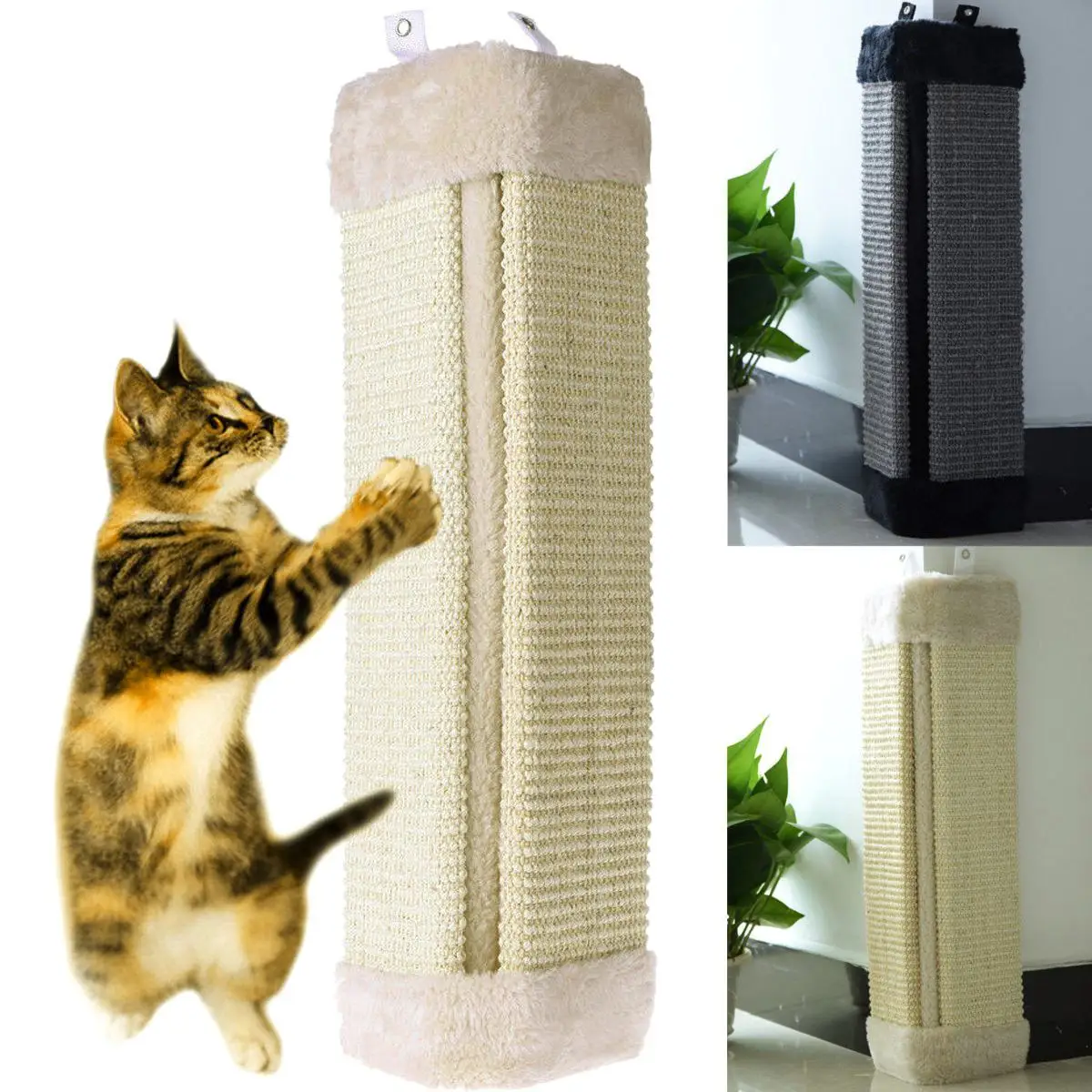 Miglior 2 colori Graffi di Gatto Bordo Gattino Domestico A Parete Ad Angolo di Graffiare Zerbino Post Albero Scratcher Sisal Canapa Kitty Pet Giocattoli di Peluche 49X23 centimetri