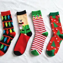 MISSKY 1 пара мужские зимние теплые носки Sokken рождественские Сери мультфильм печать середины икры носки подарок