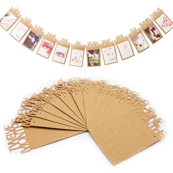 

12 Months Baby Birthday Banner Gold Paper Photo Frame Baby Shower Boy Girl Anniversary Decor First Birthday Picture Frame