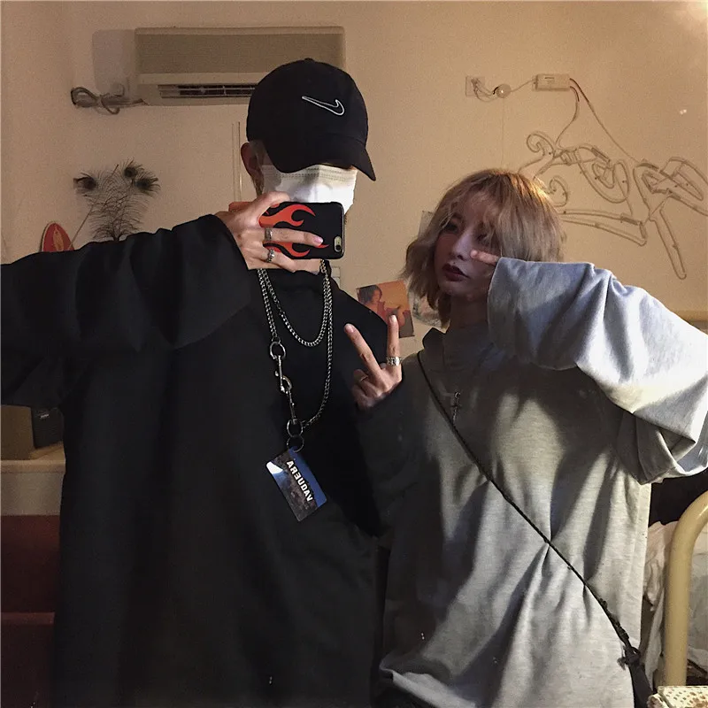 Весна 2019 новый мужской Молодежный японский Harajuku стиль пара длинный рукав