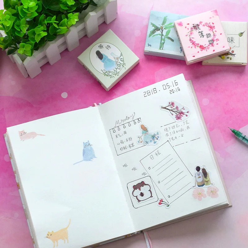 40 шт. милые канцелярские наклейки Kawaii Наклейки с растениями Бумажные Клейкие для