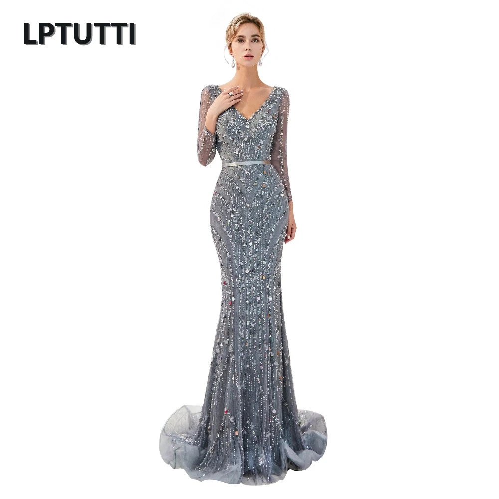

LPTUTTI Sequin Beading Plus Size New For Women Elegant Date Ceremony Party Prom Gown Formal Gala Luxury Long Evening Dresses 14