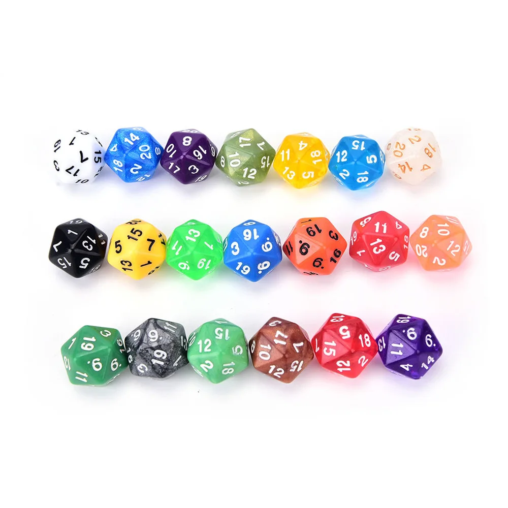 

6pcs Set Acrylic 20mm D20 Table Gaming Dice Twenty Sided Die RPG D&D At Random
