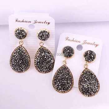 

4 Pairs ZYZ-E1633 Full Paved Rhinestone Crystal Drop Dangle Earrings Gold Jewelry