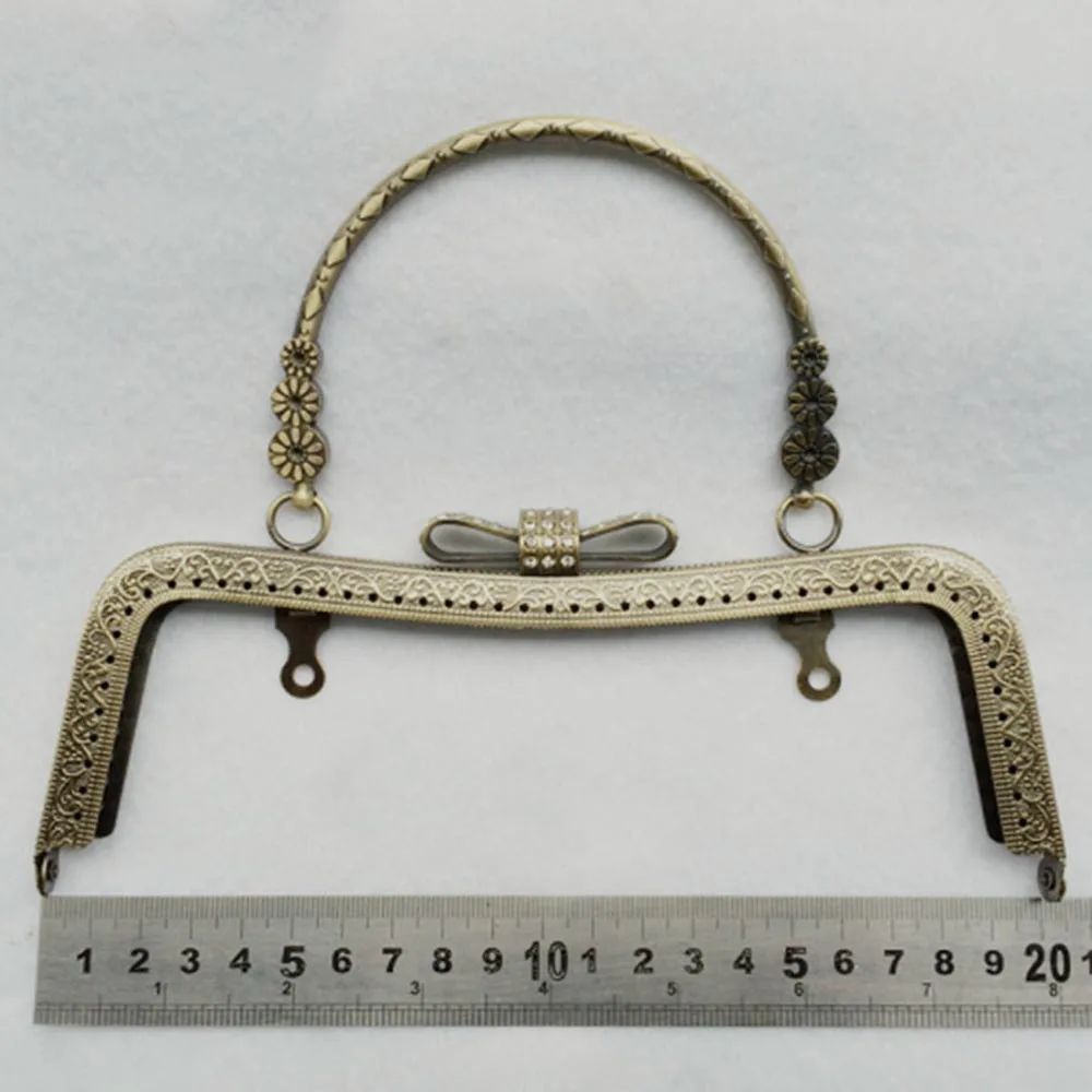 

DIY 20cm Shiny Bow M Shape Flower Handle Metal Purse Frame Handle for Bag Sewing Craft Tailor Sewer