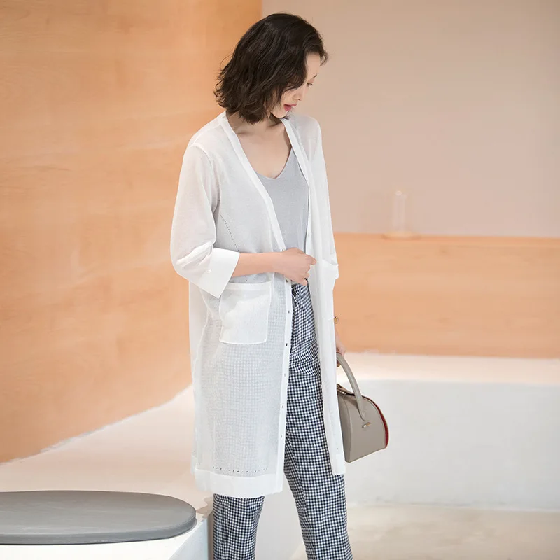 

Spring and summer knitted cardigan female 2019 new arrival loose thin cardigan sunscreen knitting cardigan women M1901