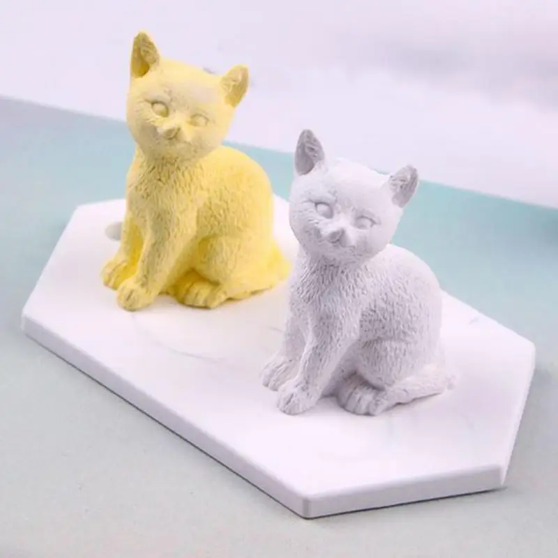 3D маленькие формы для свечей в форме кошки украшение дома гипсоцементное