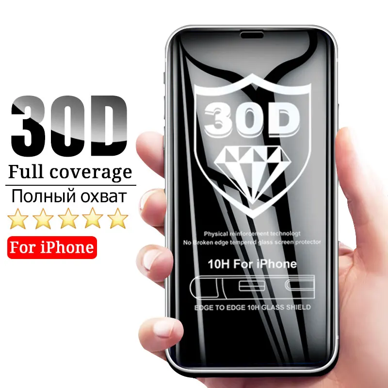 Защитное стекло 30D для iPhone X Защита экрана XS MAX XR 10 полноразмерное закаленное