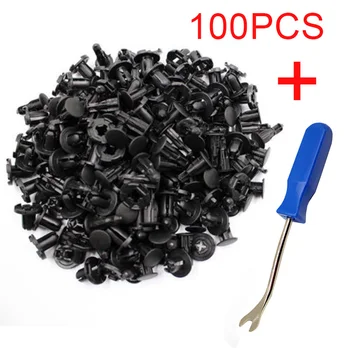 

100x Nylon 8mm Push-type Rivets Fastener Bumper Clip Set+Removal Tool For Nissan