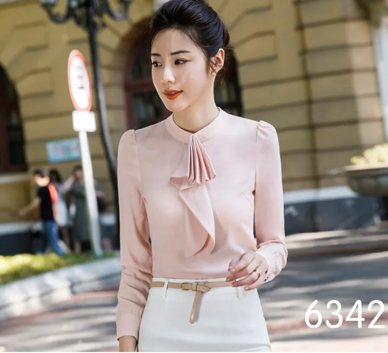 

2018 New Fashion Women Blouse Long Sleeve Women Top Stand Collar Blouses Slim Fit Office Lady Blusa Workwear Formal Shirt