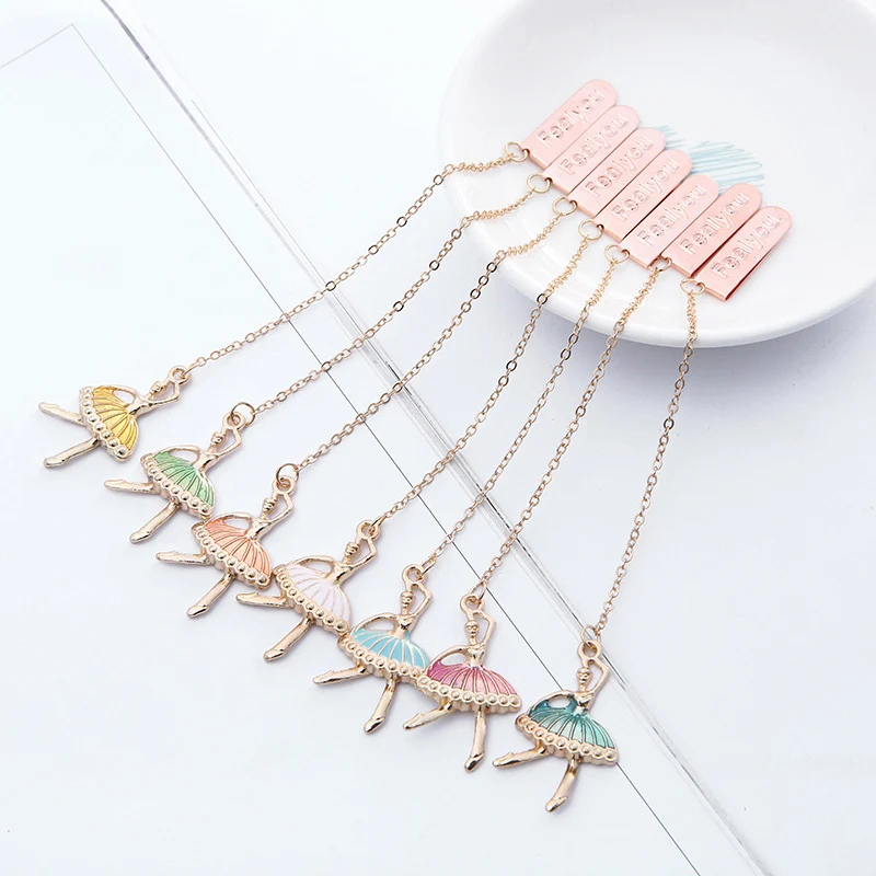 

1PC Cute Ballet Dancer Bookmarks Kawaii Pendant Bookmarks Metal Book Marker For Books School Office Supplies Creative Stationery