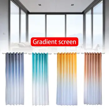 

Blue Simple Solid Kitchen Curtains Gradient Color Soft Window Sheer Drapes Modern Living Room Curtains Sheer Fabric
