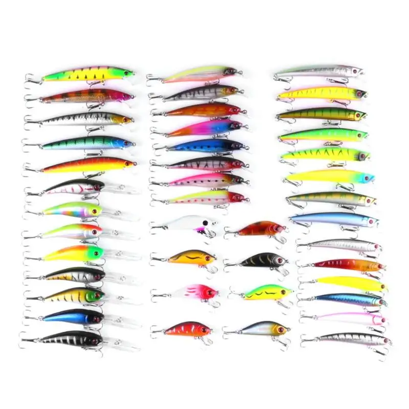 

43pcs Minnow Fly Fishing Lure Set Artificial Hard Bait Crankbait Wobbler Carp with Hook Fake Bionic Bait Fish Tackle Pesca Tools