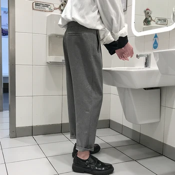 

715-1-K08-P68 Autumn And Winter The Wind In Hong Kong Ins Self-cultivation Cone Nine Part Leisure Time Pants