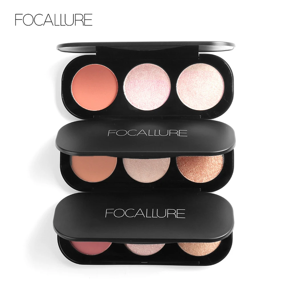 

FOCALLURE 3 Colors Blush Makeup Cosmetics Blusher Bronzer Pink Blushes Natural Make-up Face Make Up Palette