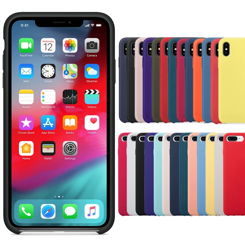 

LOGO Original Official Silicone Case For iphone X XS Max XR Case For Apple For iPhone 7 8 6 6s Plus Case For 5 5s SE Cover
