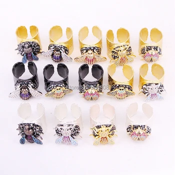 

6PCS Ladies Zircon Insect Ring Cubic Zirconia Inlayed Mix Color Fashion Rings For Women Jewelry Gift