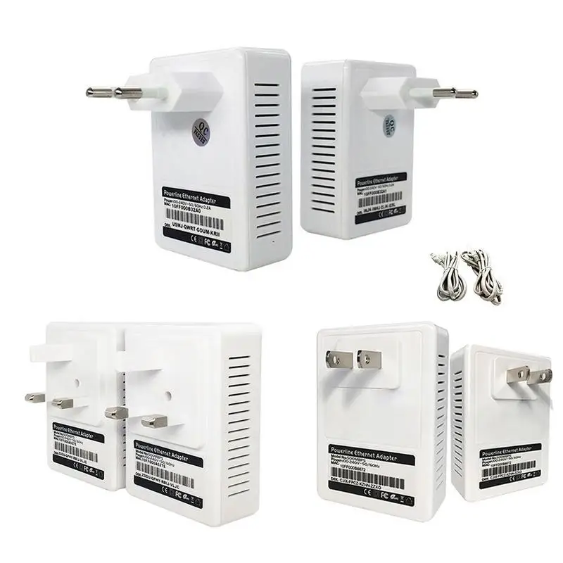 

Power Line Ethernet Adapters Kit 500M Home Plug Bridge Mini High-Speed Power Line Network Adapters IPTV US UK EU Standard 2 Pack