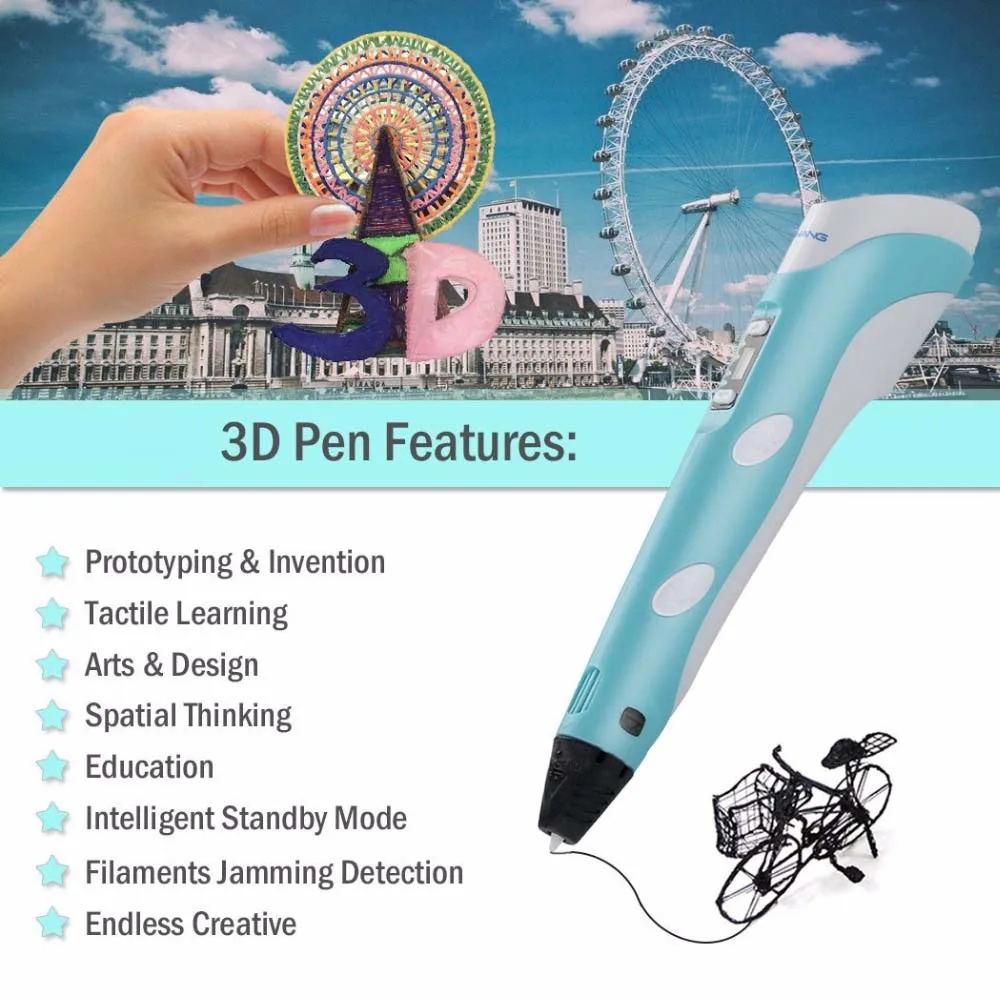 1.75mm Original RP-100B 3D Printing Pen ABS Smart Creativity Arts Crafts Drawing Pen With Line For Children Intelligence Tool 1.75mm Original RP-100B 3D Printing Pen ABS Smart Creativity Arts Crafts Drawing Pen With Line For Children Intelligence Tool