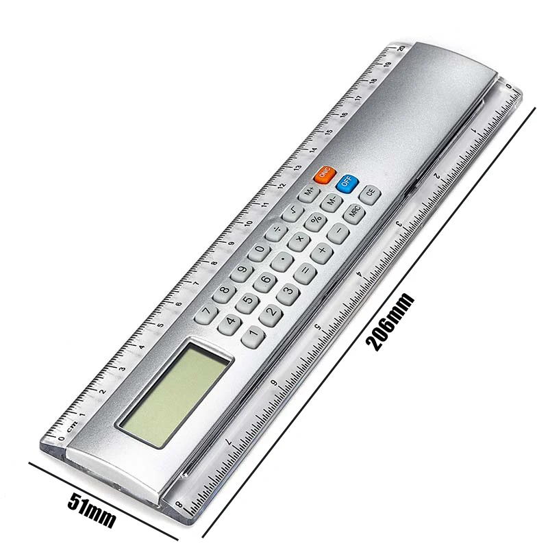 Multifunctional 20cm Ultra-thin Ruler With CalculatorMeasuring Tool School Office Woodworking
