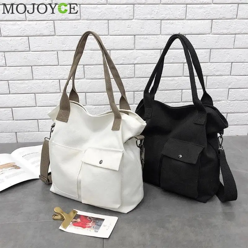 Unisex Canvas Shoulder Bags Women Girls Totes Large Capacity Casual Messenger Bags Handbags ...