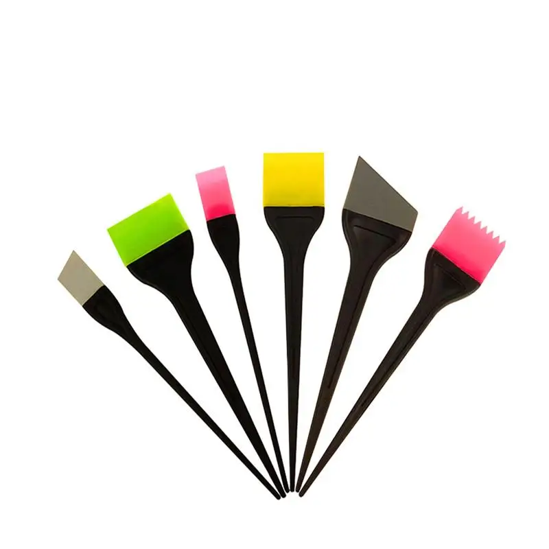 

6pcs Silicone Hair Dyeing Brush Professional Coloring Applicator Tool Kit Hair Bleach Tinting Brushes Tool (Random Color)