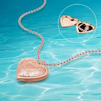 

Antique jewelry decorative pattern phase box necklace 925 sterling silver jewelry for women,heart pendant classic temperament