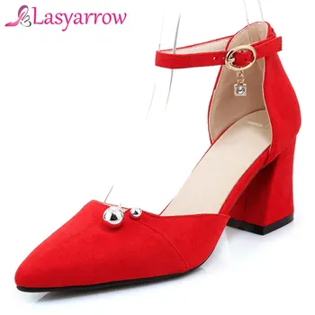 

Lasyarrow Wedding Shoes High Heels Hoof Heel Pointed Toe Ankle Strap Gladiator Shoes Woman Summer Style Two-piece Pumps Sandals