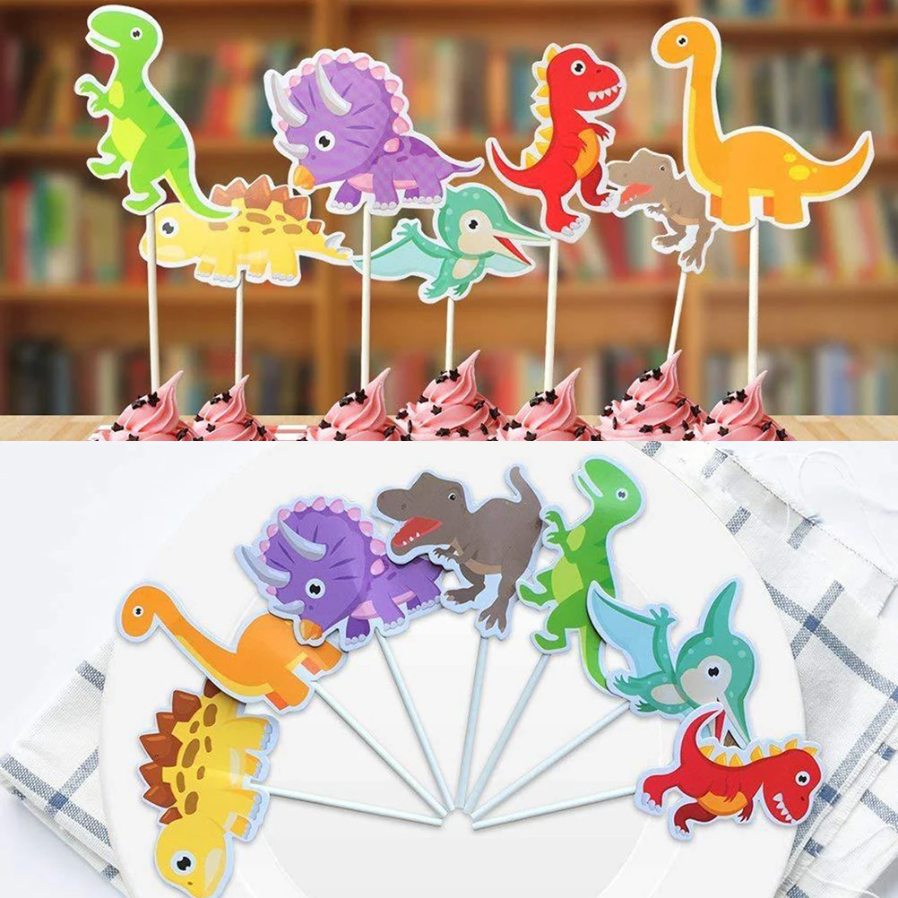 35 Pcs Hiasan Kue Kartun Lucu Dinosaurus Pola Kertas Cupcake