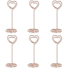 Горячая Распродажа 24 В упаковке номер стола с отделением для карт, держатель для фото стенд именная карточка зажимы для бумаги, для меню, держатели, сердце Форма(розовое золото