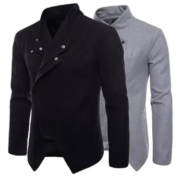

New Men's Slim Fit Stand Collar Coat Tops Military Jacket Winter Outwear Single Button Blazer