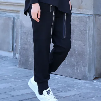 

Europe Fashion Women 2019 Spring New Casual Solid Color Zipper Pocket Elastic Waisted Loose Full Harem Pant