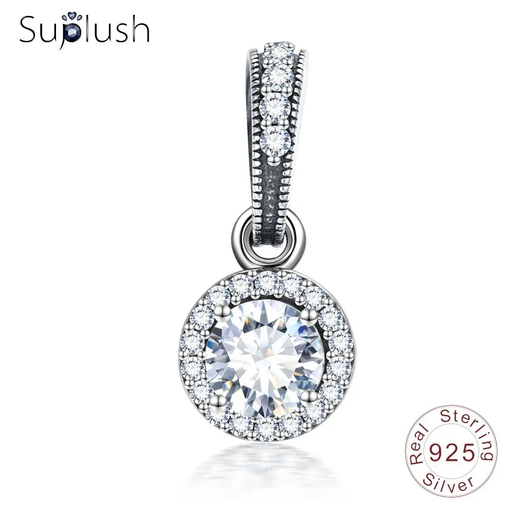 LZESHINE New S925 Sterling Silver Sparkling AAA CZ Pendant Charms Fit
