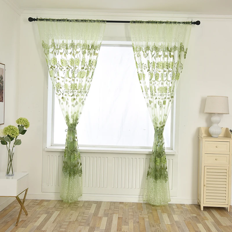 100x200cm Floral Peony Sheer Window Gauze Curtain Decoration For Living Room | Дом и сад