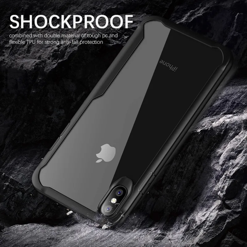 

KISSCASE Shockproof Armor Case For iPhone 6S 6 7 8 Plus Transparent Case Cover For iPhone X XS MAX XR Soft TPU + PC Bumper Case
