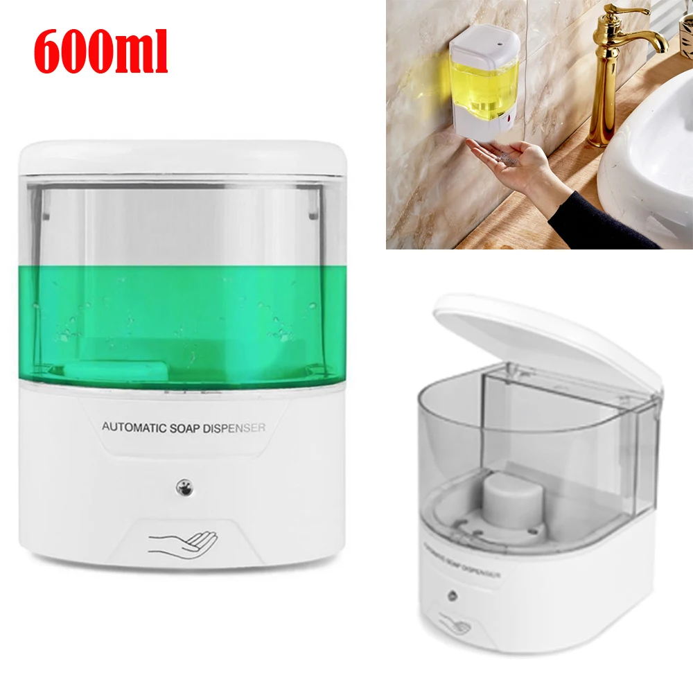 ONEVER Batteria 600ml alimentato montaggio a parete automatico del sensore IR dispenser di sapone touch-libero Cucina sapone pompa lozione per Cucina Bagno 