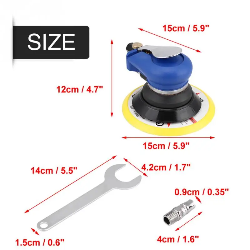 9000 об/мин 6 дюймов Круглая воздушная ладонь случайный орбитальный шлифовальный пневматический полировщик ручной шлифовальный инструмент шлифовальный станок
