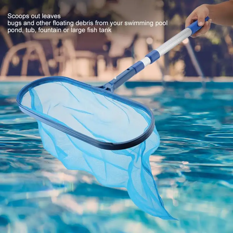 Сетчатые грабли для бассейна с телескопическим полюсом, отделитель листьев, эффективный инструмент для очистки бассейнов
