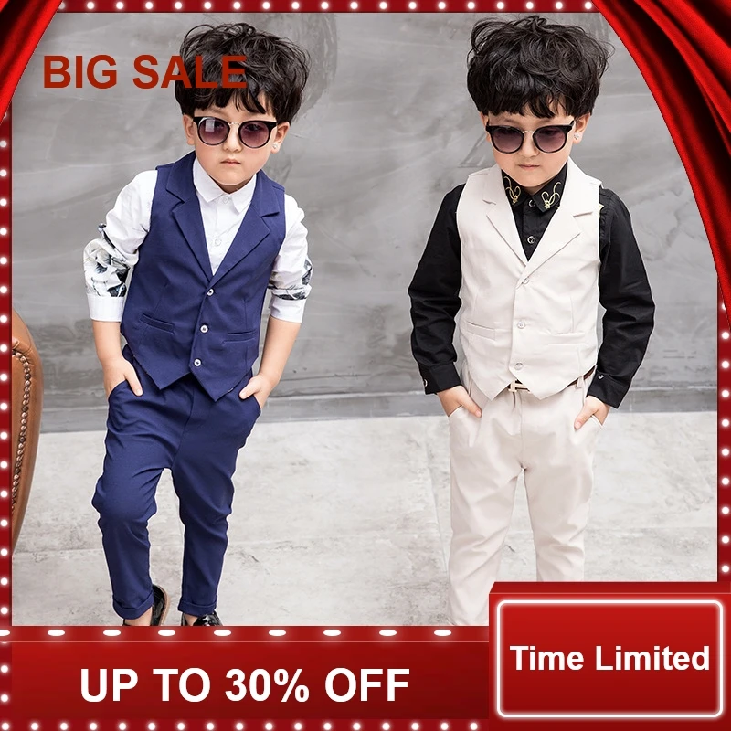 

Children Suit Boys Suits Kids Vest Boys Formal Suit For Weddings Boys Clothes Set Plaid Vest+Pants 2pcs 3-10Y