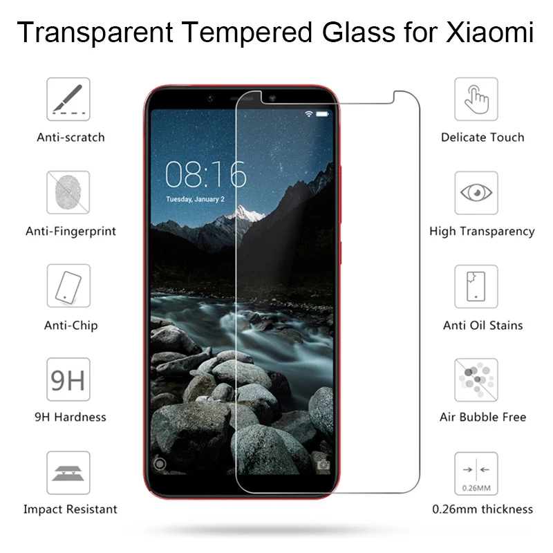 9H закаленное стекло для Xiaomi Redmi 6A 6 Pro защита экрана 5A Note 5 Защитная пленка стекла