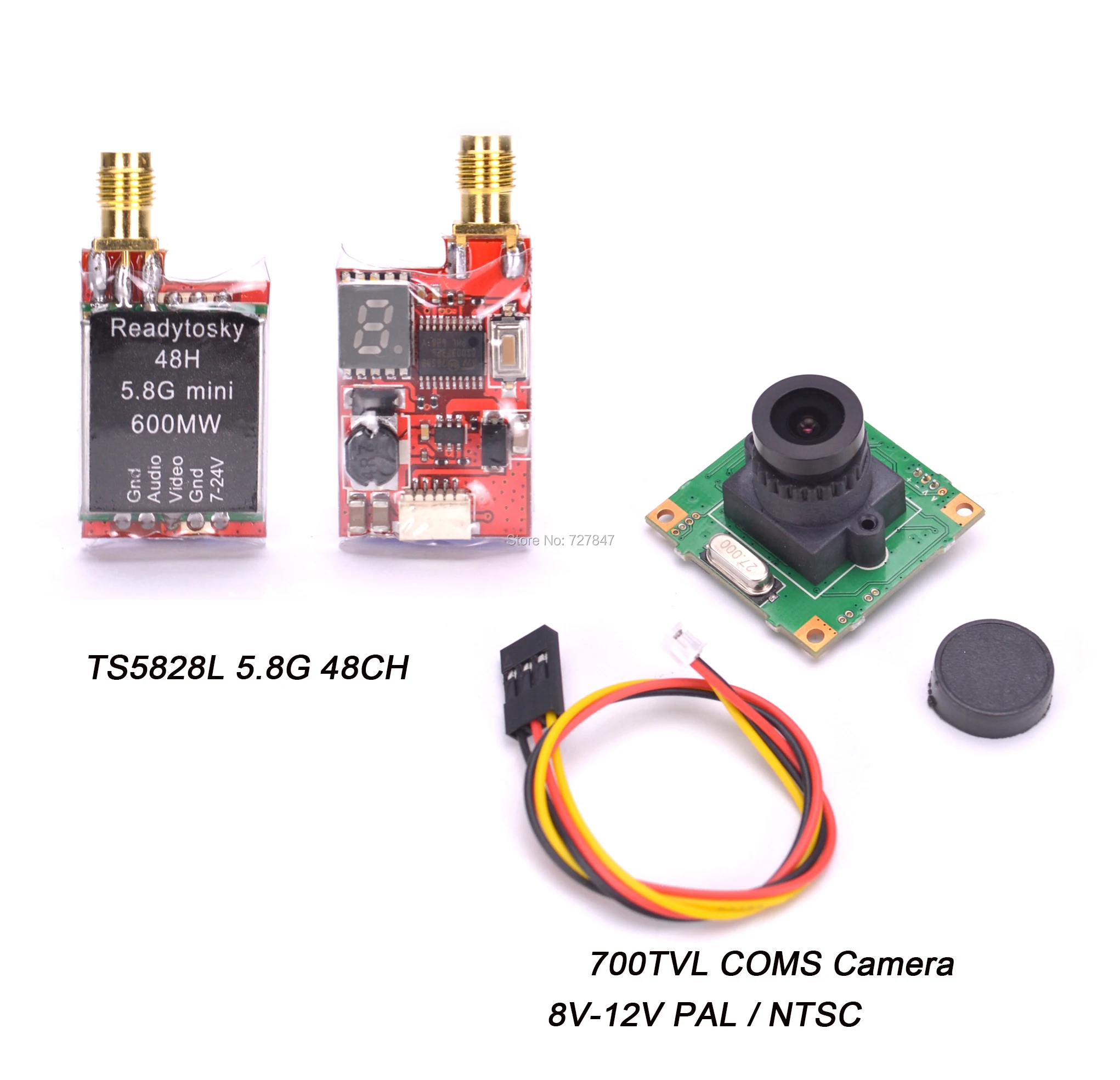 

TS5828L Micro 5.8G 600mW 48CH Wireless Transmitting+700TVL 2.8mm Lens COMS Camera 8V-12V for FPV Quadcopter QAV250 ZMR250 210
