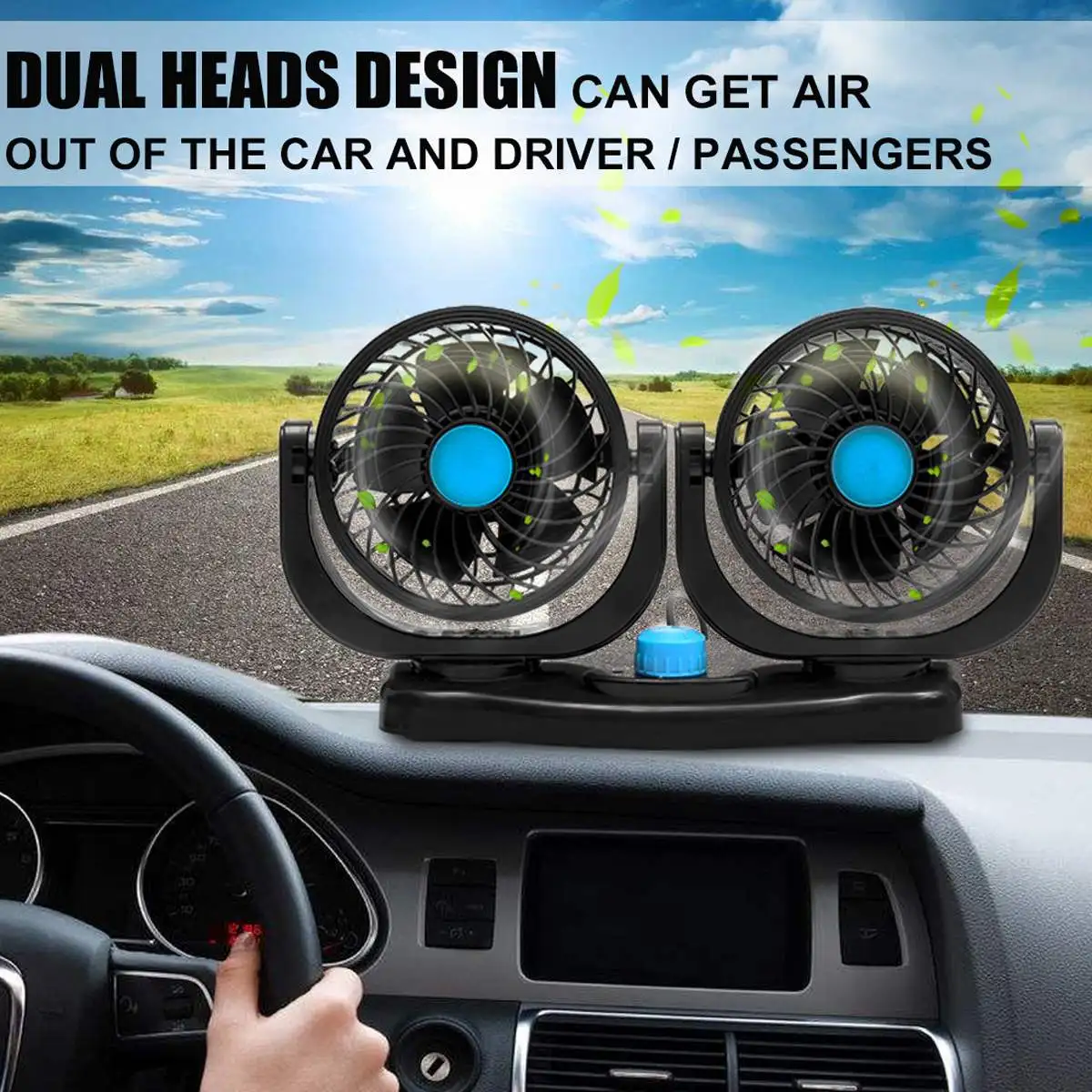 

12V Auto Car Fan 360 Degree Mini Rotating All-Round Adjustable Car Auto Air Cooling Dual Head Low Noise Cooling Air Fan Car