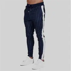 Новые мужские Slim Fit Joggers Человек Sportwear Тощий Slim Fit Jogger тренировочные узкие брюки полосатые брюки